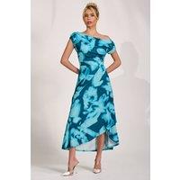Jolie Moi Women's Draped Asymmetric Jersey Midi dress in Teal | Size: 18