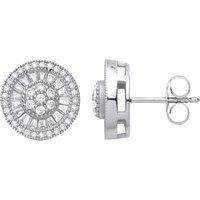 Jewelco London Women's Silver CZ Halo Cluster Sunburst Stud Earrings