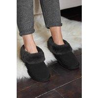 WoolOvers Women's Womens Short Sheepskin Slipper Boot in Black | Size: 5