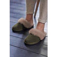 WoolOvers Women's Womens Sheepskin Mule Slipper in Khaki | Size: 7