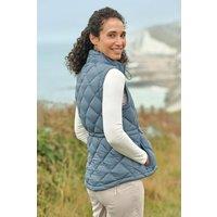 WoolOvers Women's Argyll Puffer Gilet in Blue | Size: 18