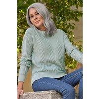 WoolOvers Women's Boat Neck Textured Jumper in Baby Blue | Size: Medium