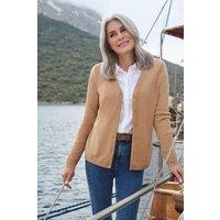 WoolOvers Women's Cashmere Merino Classic V Neck Cardigan in Camel | Size: 2XL
