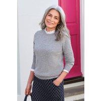 WoolOvers Women's Womens Lambswool Crew in Light Grey | Size: 2XL