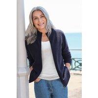 WoolOvers Women's Lambswool Zip Thru Cardigan in Dark Navy | Size: XS
