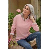 WoolOvers Women's Cashmere & Merino V Neck Knitted Jumper in Light Pink | Size: Large