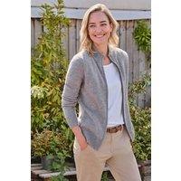 WoolOvers Women's Lambswool Zip Thru Cardigan in Light Grey | Size: Small