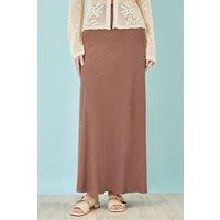Yumi Women's Brown Viscose Maxi Skirt | Size: 16