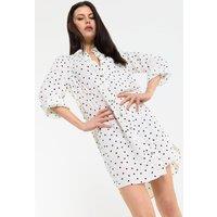 House of Holland Women's Mono Spot Mini Shirt Dress in White | Size: 12