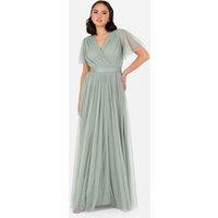 Anaya with Love Women's Faux Wrap Short Sleeve Maxi Dress in Green | Size: 24