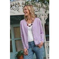WoolOvers Women's Cashmere Merino Classic V Neck Cardigan in Lilac | Size: XL