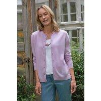 WoolOvers Women's Cashmere Merino Crew Neck Cardigan in Lilac | Size: XL