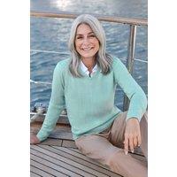WoolOvers Women's Cashmere & Merino V Neck Knitted Jumper in Mint | Size: XL