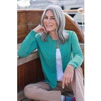WoolOvers Women's Cashmere Merino Crew Neck Cardigan in Turquoise | Size: XS