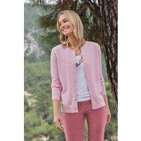 WoolOvers Women's Cashmere Merino Crew Neck Cardigan in Light Pink | Size: 2XL