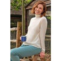 WoolOvers Women's Cashmere & Merino Fitted Polo Neck Knitted Jumper in Cream | Size: Small