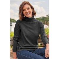 WoolOvers Women's Cashmere & Merino Fitted Polo Neck Knitted Jumper in Dark Grey | Size: XL
