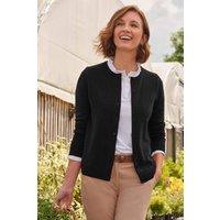 WoolOvers Women's Cashmere Merino Crew Neck Cardigan in Black | Size: Small