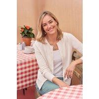 WoolOvers Women's Cashmere Merino Crew Neck Cardigan in Cream | Size: Small