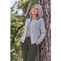 WoolOvers Women's Cashmere Merino Crew Neck Cardigan in Light Grey | Size: Medium