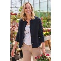 WoolOvers Women's Cashmere Merino Crew Neck Cardigan in Dark Navy | Size: Large