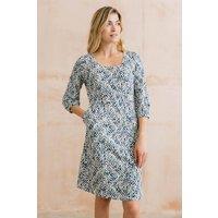 Lily & Me Women's Meadow Relaxed Fit Cotton Three Quarter Sleeve Dress in Navy | Size: 10