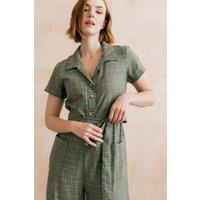 Lily & Me Women's Josie Checked Cotton Cropped Jumpsuit | Size: 14