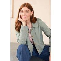 Lily & Me Women's Effie Easy Fit Stretch Cotton Twill Jacket with Patch Pocket in Olive | Size: 20
