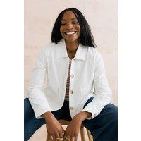 Lily & Me Women's Effie Easy Fit Stretch Cotton Twill Jacket with Patch Pocket in White | Size: 20