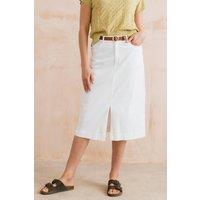 Lily & Me Women's Morwenna Stretch Twill Midi Skirt in White | Size: 10