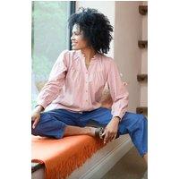 Lily & Me Women's Wayfaring Embroidered Cotton Blouse in Pink | Size: 14