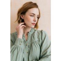 Lily & Me Women's Wayfaring Embroidered Cotton Blouse in Green | Size: 12