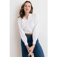 Lily & Me Women's Wayfaring Embroidered Cotton Blouse in White | Size: 8