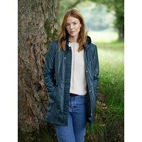 Lakeland Leather Women's 'Ambleside' Hooded Leather Coat in Navy | Size: 16
