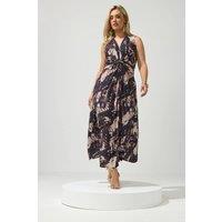 Yours Women's Abstract Knot Detail Dress in Dark Brown | Size: 22