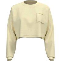 Calvin Klein Women's Logo Jersey Long Sleeve Cropped Sweatshirt Pear Sorbet in Yellow | Size: Small