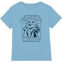 Star Wars - The Mandalorian Star Wars Mandalorian The Child Force Kids Tee, Light Blue | Size: 12-13 Years