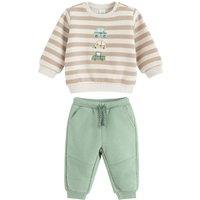 Cool Club Boy's Striped Sweatshirt & Joggers Set in Light Green | Size: 2 Years