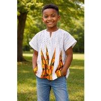 JTAPHRIQUE Boy's Kids African Fugu Smock Top | Size: 10-12 Years