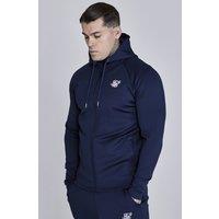 SikSilk Men's Essentials Poly Full Zip Hoodie in Navy | Size: XL