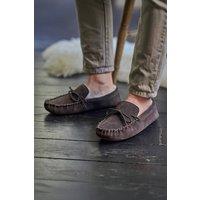 WoolOvers Men's Mens Sheepskin Moccasin in Chocolate | Size: 10