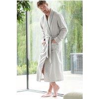 British Boxers Men's Armoury Grey Herringbone Cotton Twill Dressing Gown in Light Grey | Size: Small