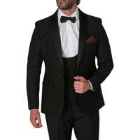 Infinity Leather Men's 3 Piece Tuxedo Suit in True Black | Size: 48R
