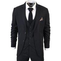 Infinity Leather Men's IM1 Classic Plain 3 Piece Suit in True Black | Size: 46R