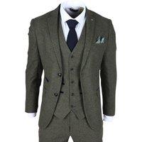 Infinity Leather Men's Wool Blend Tweed Formal Suit in Green | Size: 42R