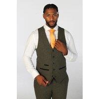 Infinity Leather Men's Wool Blend Tweed Formal Waistcoats in Green | Size: 34R