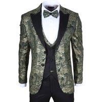 Infinity Leather Men's 4 Piece Paisley Wedding Suit Tailor Fit in Green | Size: 48R