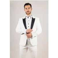 Infinity Leather Men's 3 Piece Velvet Wedding Tuxedo Formal Suit in White | Size: 40R