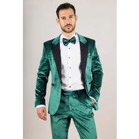 Infinity Leather Men's 3 Piece Velvet Wedding Tuxedo Formal Suit in Green | Size: 48R
