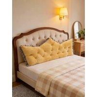 Living and Home Crown-Shaped Ruffled Bed Headboard Pillow in Yellow | Size: Large